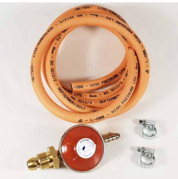 BBQ/ Cooker Propane Regulator Gas Hose, Clips/2M Hose Kit Bottle gas