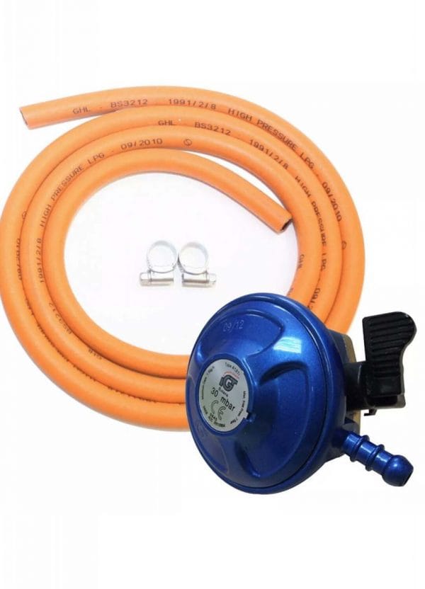 BBQ/ Cooker Butane Gaz Regulator Gas Clips 2m Hose Kit Bottle gas